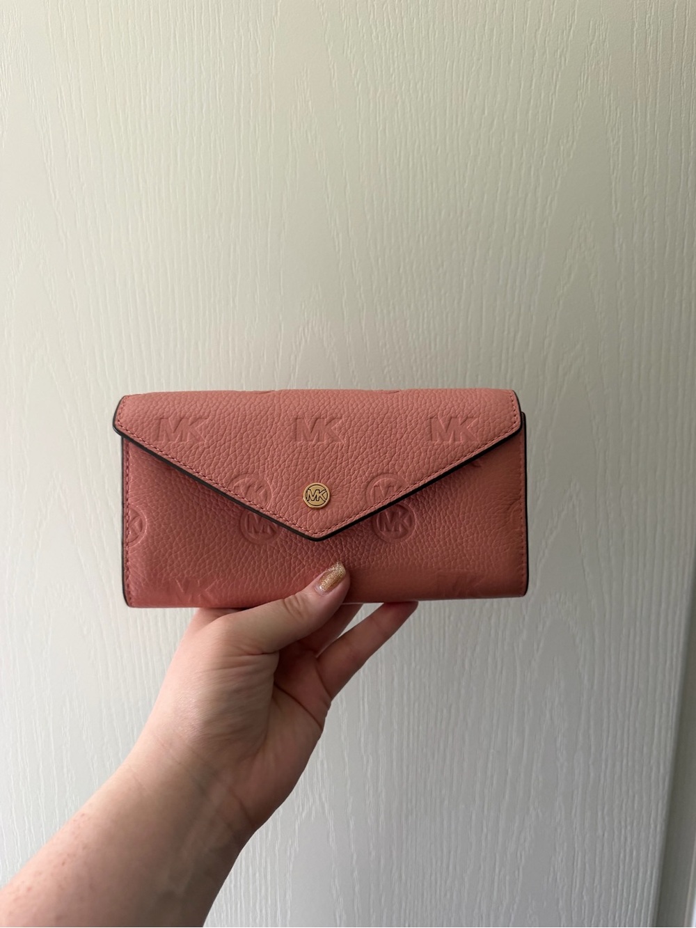 Michael Kors Dusty Rose Envelope Wallet with Gold-Tone Logo